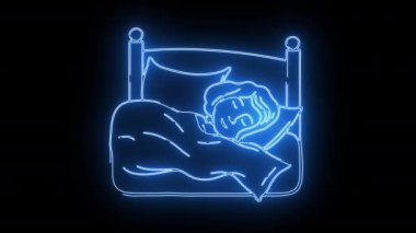 Parlayan neon efektli bir şiltenin üzerinde uyuyan ikon