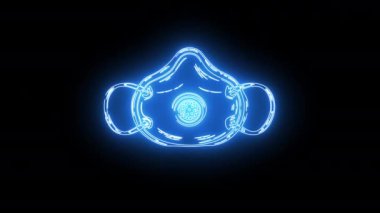 Parlayan neon efektli oksijen maskesi simgesi
