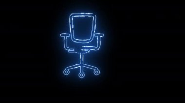 Parlak neon efektli ofis koltuğu simgesi