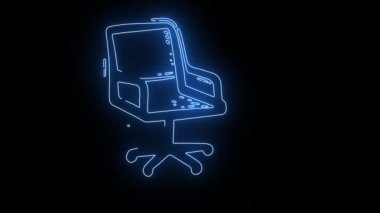 Parlak neon efektli ofis koltuğu simgesi