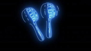 Maracas müzik aleti simgesi parlayan neon etkisi