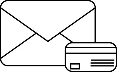 mesaj simgesi ve beyaz arkaplanı olan ATM kartı simgesi. Siyah çizgileri olan