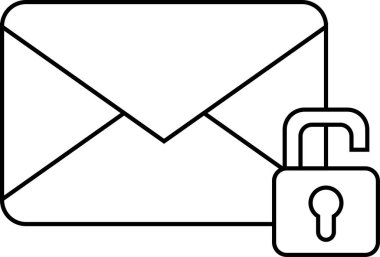 İleti simgesi ve siyah çizgileri olan beyaz arkaplan içeren asma kilit simgesini aç