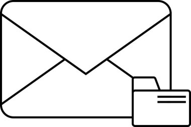 mesaj simgesi ve dizin simgesi beyaz arkaplan. Siyah çizgiler