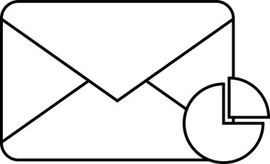 mesaj simgesi ve beyaz arkaplanı olan daire çizelgesi simgesi. Siyah çizgileri olan