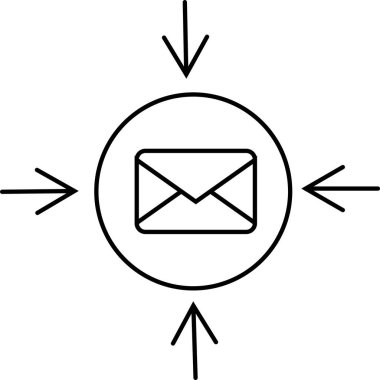 Siyah çizgileri olan beyaz arkaplan simgesi ve mesaj simgesi vuruyor