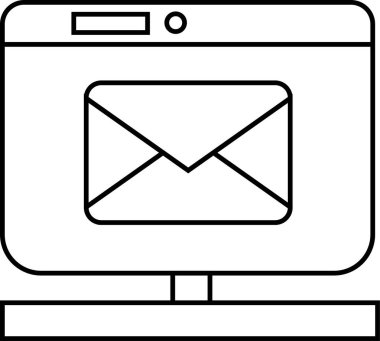 Ekran simgesini ve mesaj simgesini beyaz arkaplan ile izle. Siyah çizgiler