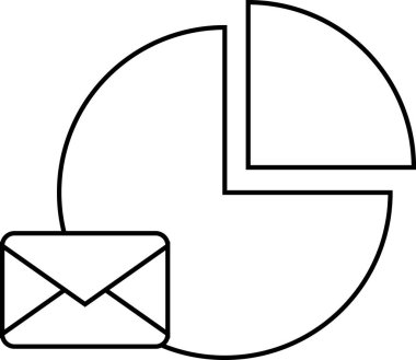 Pasta grafiği simgesi ve beyaz arkaplanı olan mesaj simgesi. Siyah çizgileri olan