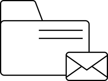 klasör simgesi ve ileti simgesi beyaz arkaplan. Siyah çizgiler