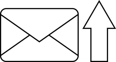 mesaj simgesi ve yukarı ok simgesi beyaz arkaplan. Siyah çizgiler