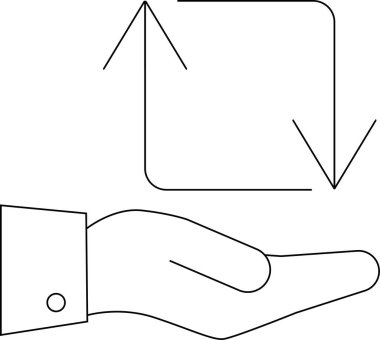 El simgesi beyaz arkaplanı olan bir repost simgesi taşıyor. Siyah çizgileri var.