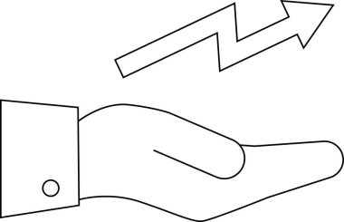 El simgesi beyaz arkaplanı olan bir ok simgesi taşıyor. Siyah çizgileri var.