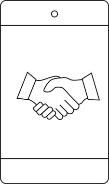 El sıkışma simgesi ve beyaz arkaplanı olan akıllı telefon simgesi. Siyah çizgileri olan