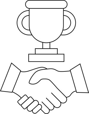 El sıkışma simgesi ve kupa simgesi. Siyah çizgileri olan beyaz arkaplan.