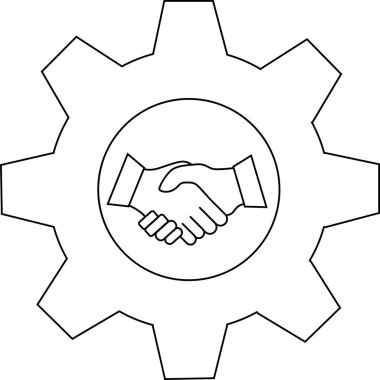 El sıkışma simgesi ve beyaz arkaplanı olan dişli simgesi. Siyah çizgileri olan