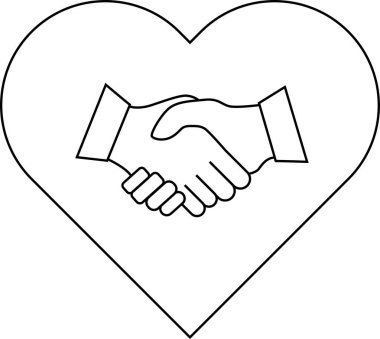 Tokalaşma simgesi ve aşk simgesi beyaz arkaplan. Siyah çizgileri var.