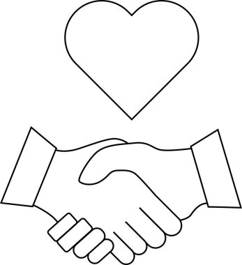 Tokalaşma simgesi ve aşk simgesi beyaz arkaplan. Siyah çizgileri var.