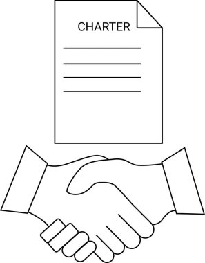 El sıkışma simgesi ve kağıt simgesi beyaz arkaplan. Siyah çizgileri var.