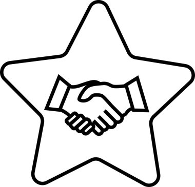 Tokalaşma simgesi ve yıldız simgesi. Siyah çizgileri olan beyaz arkaplan.