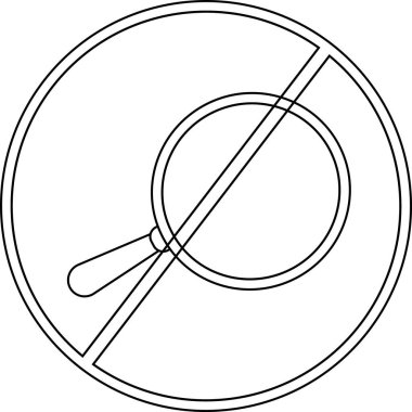 Yasak simgeler ve büyüteç simgeleri beyaz arkaplanlı, siyah çizgili.