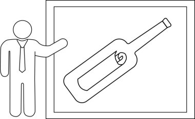 Siyah çizgili sunucu simgesi ve şişe harfi simgesi.