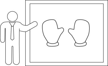 Siyah çizgili sunucu simgesi ve eldiven simgesi.