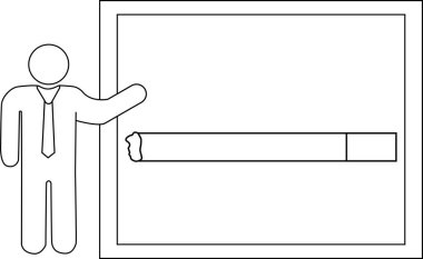 Siyah çizgili sunucu simgesi ve sigara simgesi.