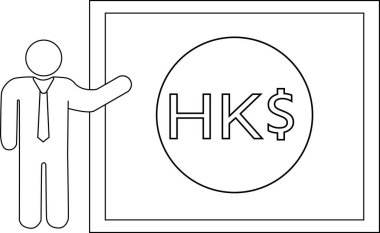 Sunucu simgesi ve siyah çizgileri olan Hong Kong dolar simgesi.