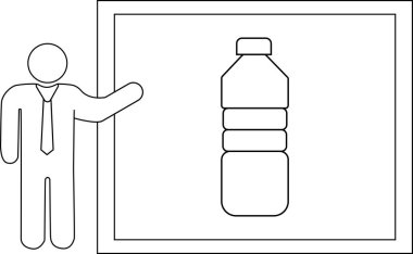 Siyah çizgili sunucu simgesi ve plastik şişe simgesi.
