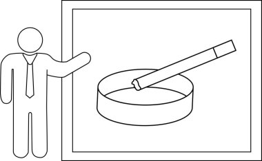 Siyah çizgili sunucu simgesi ve sigara küllüğü simgesi.