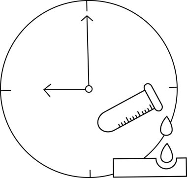 Siyah çizgileri olan duvar saati ikonu ve sert su şişesi ikonu.