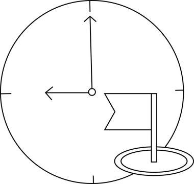 Siyah çizgileri olan duvar saati simgesi ve golf bayrağı simgesi.