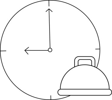 duvar saati simgesi çizimi ve siyah çizgileri olan kapak simgesi.