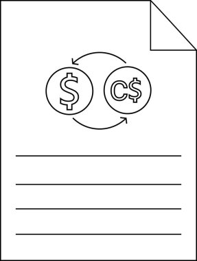 Kağıt simgesi çizimi ve dolar siyah çizgileri olan Kanada dolar simgesine dönüştür.