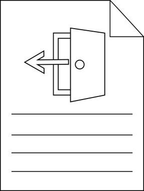 Kağıt simgesi satır ve çıkış simgesi. Beyaz arkaplan