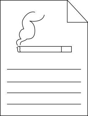 Kağıt simgesi çizgisi ve sigara ikonu. Beyaz arkaplan.