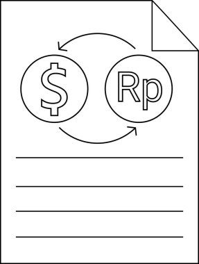 Kağıt simge çizimi ve dolar simgesini rupiah madeni parasına dönüştür.