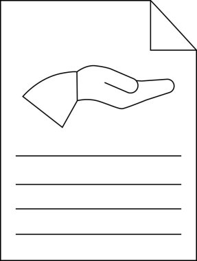 Siyah çizgileri olan kağıt simgesi ve avuç içi simgesi.