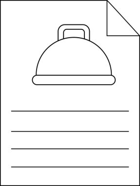 Siyah çizgileri olan kağıt simgesi ve yiyecek kapağı simgesi.