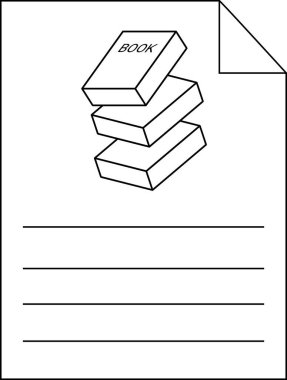 Siyah çizgili kağıt simgesi ve yığın halinde kitap simgesi.