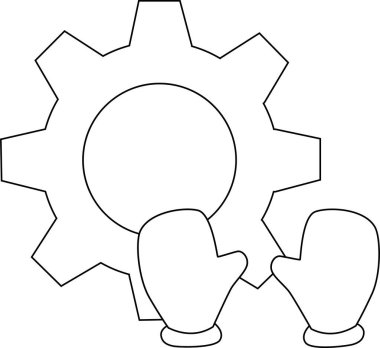 line icon gear wheel and glove icon.with a white background