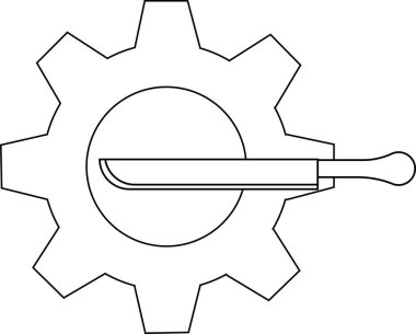 line icon gear wheel and knife icon.with a white background