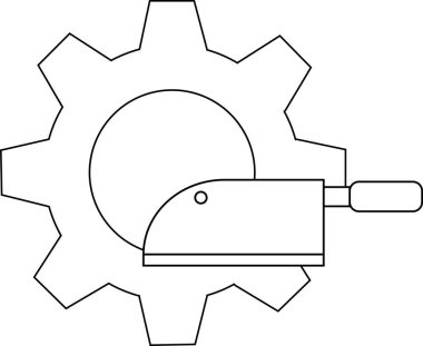 line icon of gear wheel and icon of butcher knife.with a white background