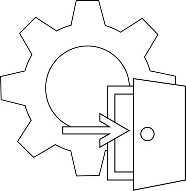 line icon gear wheel and entrance icon.with a white background