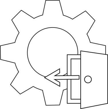 line icon gear wheel and exit icon.with a white background