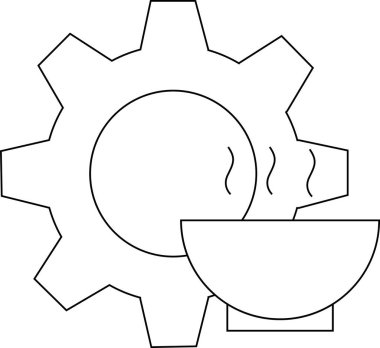 line icon of a cogwheel and icon of a smoking bowl.with a white background