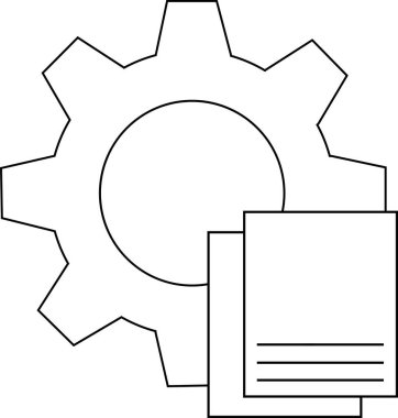 line icon gear wheel and paper icon.with a white background