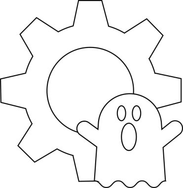 line icon gear wheel and ghost icon.with a white background