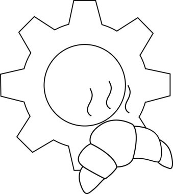 gear icon and hot croissant icon.with a white background