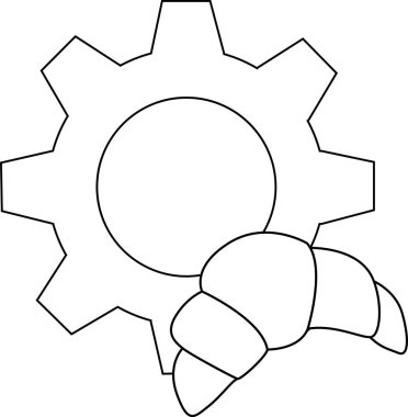 gear icon and Croissant icon.with a white background